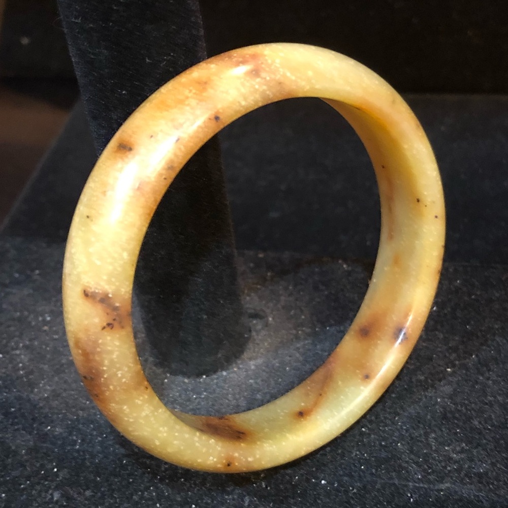 Genuine Light Moss Green & Brown Jade Bracelet - Picture 6 of 11